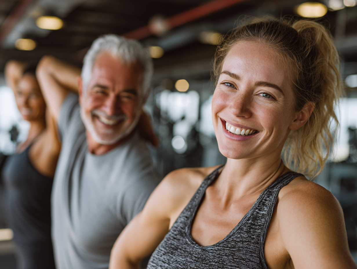 Група людей різного віку займається фітнесом